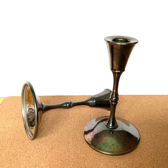 Vintage Valero Spain Pair Of Silver Plated Candle Sticks - Picture 7 of 16